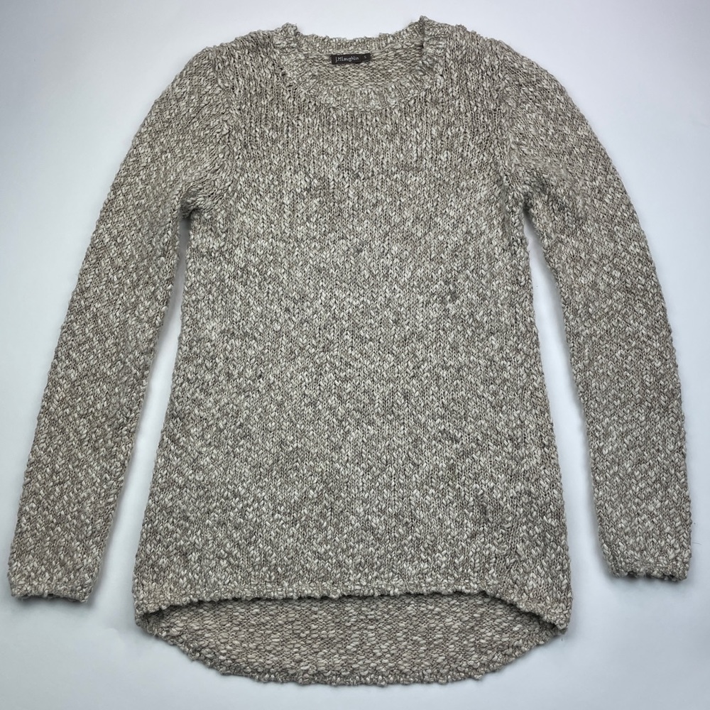 J. McLaughlin Womens Size Small Tan/Beige Cotton Blend Open Cable Knit Crew Neck